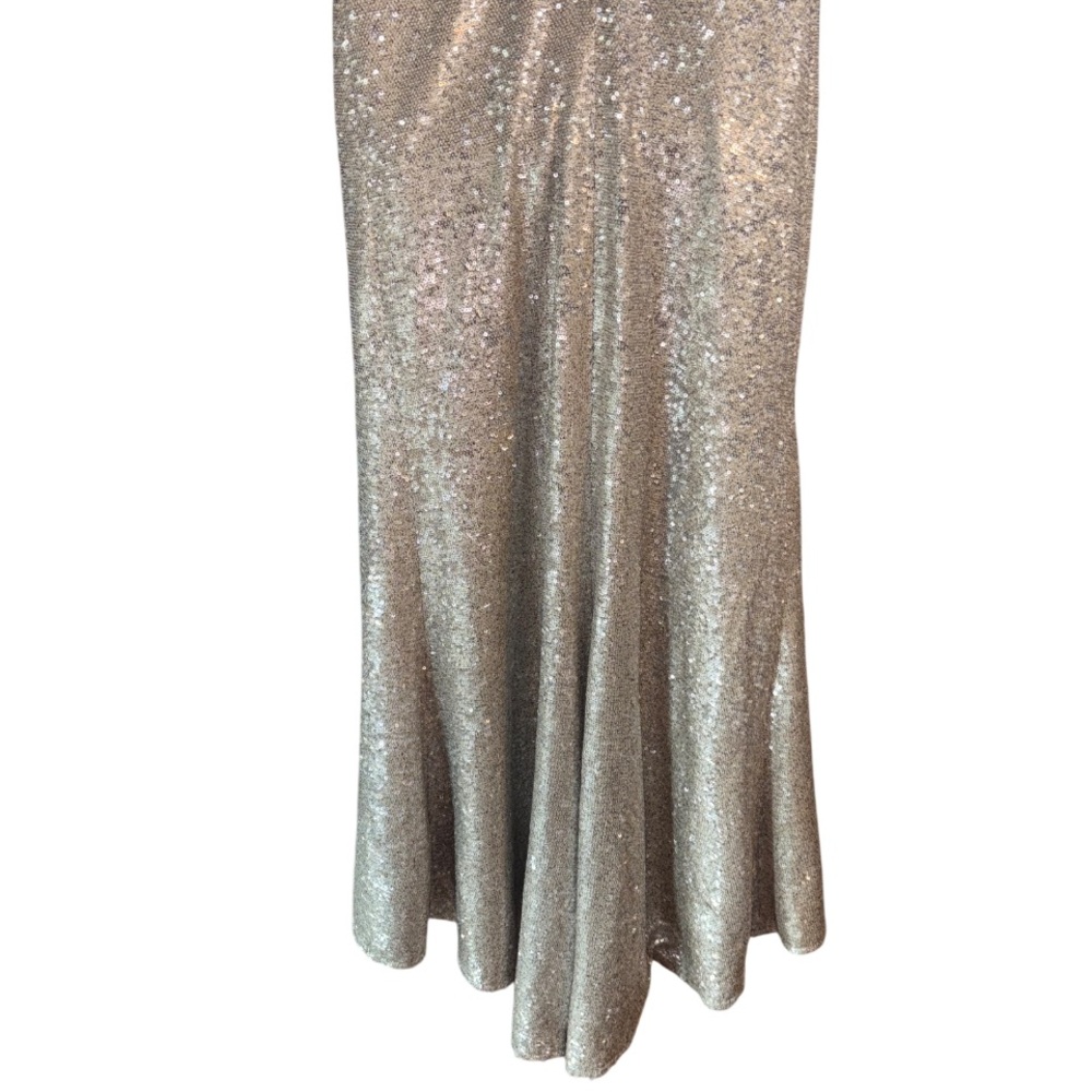 Allure Bridals Sequined Column Champagne Sheath Dress 12 large - Picture 6 of 13